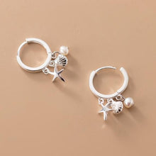 Laden Sie das Bild in den Galerie-Viewer, Muschel-Stern-Perlen Ohrring aus Silber