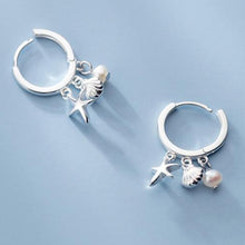 Laden Sie das Bild in den Galerie-Viewer, Muschel-Stern-Perlen Ohrring aus Silber