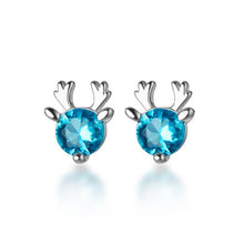 Laden Sie das Bild in den Galerie-Viewer, Blaue Rentier Ohrstecker aus Silber