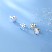 Laden Sie das Bild in den Galerie-Viewer, Seestern-Muschel Ohrstecker aus Silber