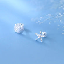 Laden Sie das Bild in den Galerie-Viewer, Seestern-Muschel Ohrstecker aus Silber
