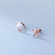 Laden Sie das Bild in den Galerie-Viewer, Seestern-Muschel Ohrstecker aus Silber