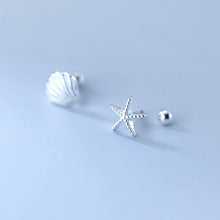 Laden Sie das Bild in den Galerie-Viewer, Seestern-Muschel Ohrstecker aus Silber