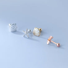 Laden Sie das Bild in den Galerie-Viewer, Seestern-Muschel Ohrstecker aus Silber