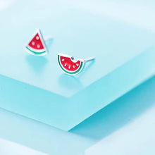 Laden Sie das Bild in den Galerie-Viewer, Wassermelonen Ohrstecker aus Silber