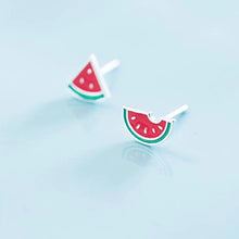 Laden Sie das Bild in den Galerie-Viewer, Wassermelonen Ohrstecker aus Silber