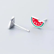 Laden Sie das Bild in den Galerie-Viewer, Wassermelonen Ohrstecker aus Silber