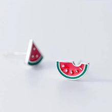 Laden Sie das Bild in den Galerie-Viewer, Wassermelonen Ohrstecker aus Silber