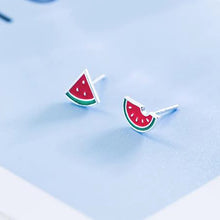 Laden Sie das Bild in den Galerie-Viewer, Wassermelonen Ohrstecker aus Silber