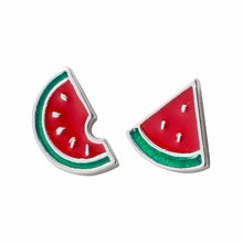 Laden Sie das Bild in den Galerie-Viewer, Wassermelonen Ohrstecker aus Silber