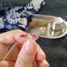 Laden Sie das Bild in den Galerie-Viewer, Wassermelonen Ohrstecker aus Silber