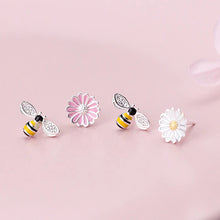 Laden Sie das Bild in den Galerie-Viewer, Bienen Blumen Ohrstecker aus Silber