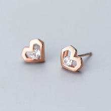 Laden Sie das Bild in den Galerie-Viewer, Geo-Herz Ohrstecker aus Silber