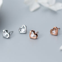 Laden Sie das Bild in den Galerie-Viewer, Geo-Herz Ohrstecker aus Silber