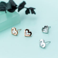 Laden Sie das Bild in den Galerie-Viewer, Geo-Herz Ohrstecker aus Silber