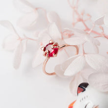 Laden Sie das Bild in den Galerie-Viewer, Roter Katzen Ring aus Silber