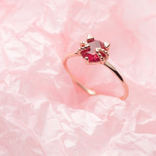 Laden Sie das Bild in den Galerie-Viewer, Roter Katzen Ring aus Silber