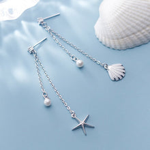 Laden Sie das Bild in den Galerie-Viewer, Seestern-Muschel Ketten Ohrstecker aus Silber