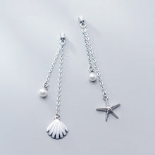 Laden Sie das Bild in den Galerie-Viewer, Seestern-Muschel Ketten Ohrstecker aus Silber
