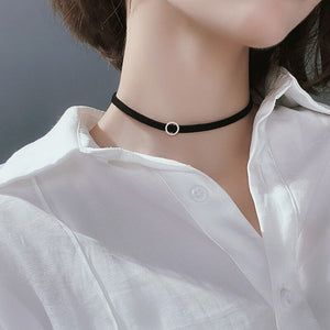 Halsband/Choker mit Rundem Silber Anhänger