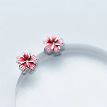 Load image into Gallery viewer, Pink Weisse Blumen Ohrstecker aus Silber
