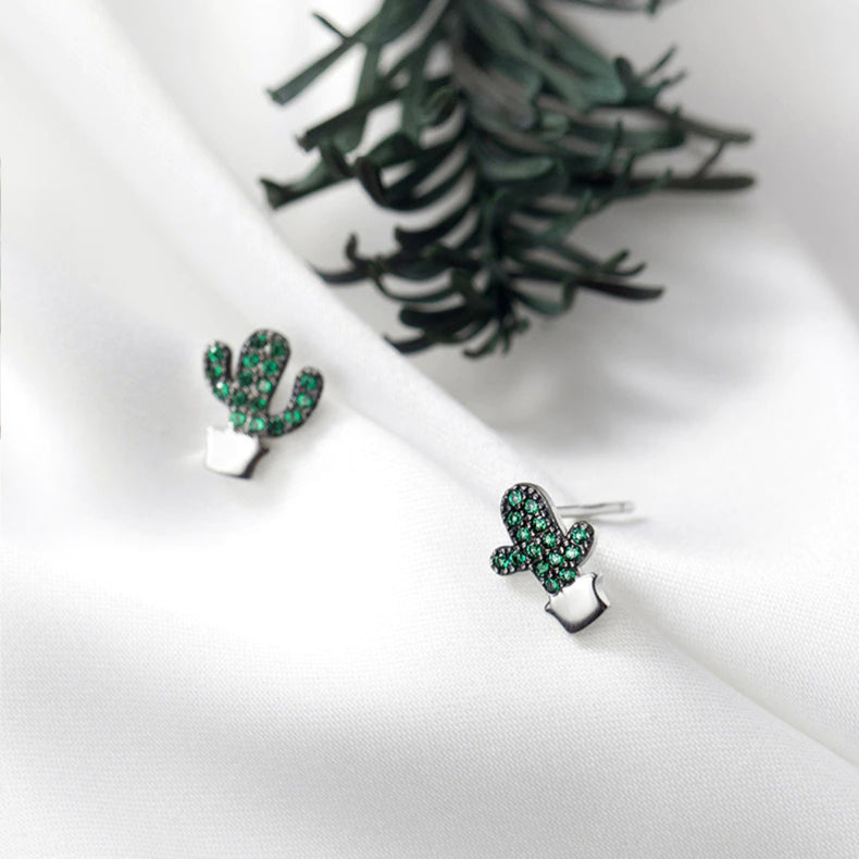 Kaktus Ohrstecker aus Silber