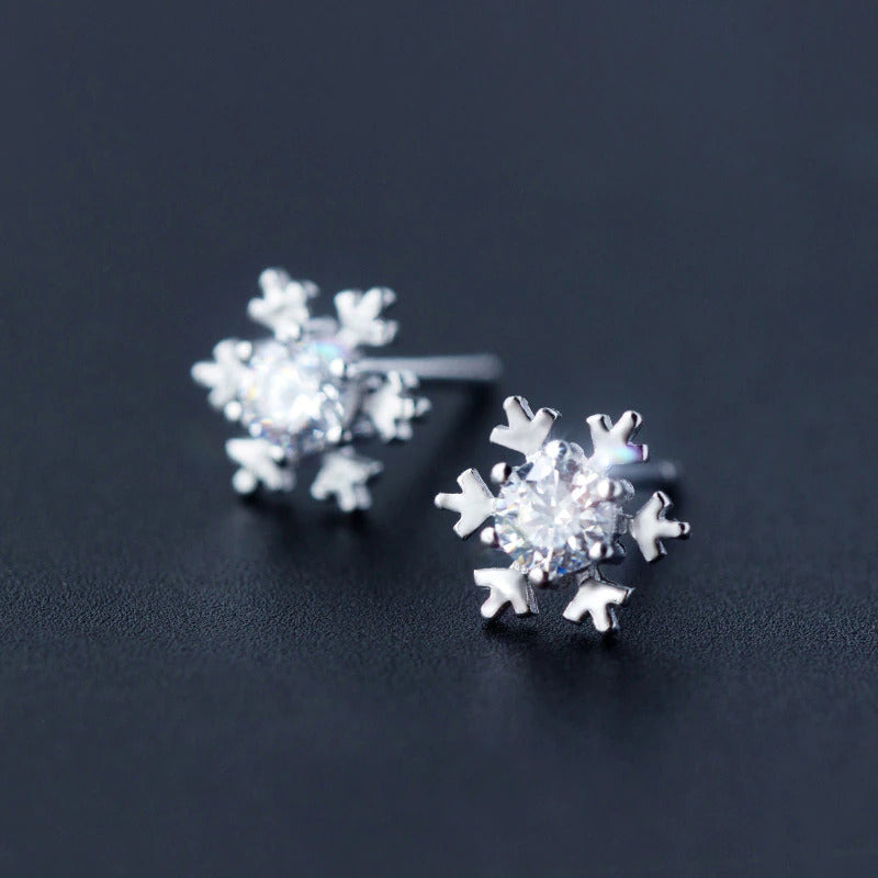 Schneeflocken Ohrstecker aus Silber