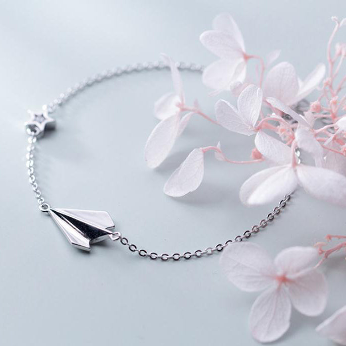 Silver Paper Plane Star Bracelet