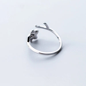 Roser Blumen Ring aus Silber