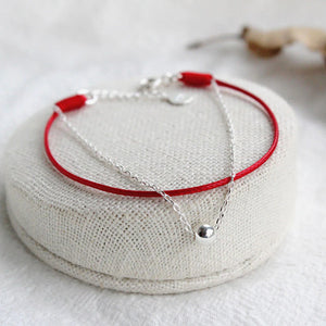 Red Ball Bracelet made of Silver