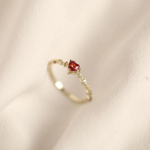 Roter Herz Ring aus Silber